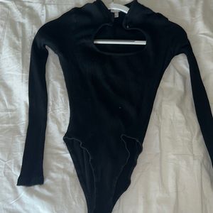 Black open chest Body suit